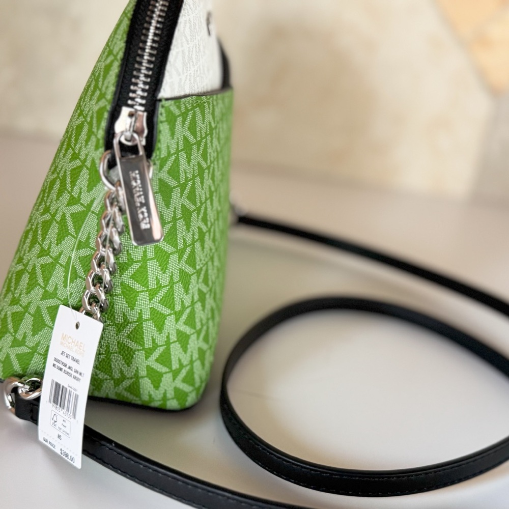 Michael Kors Jet Set Travel Dome Shoulder Crossbody Bag MK Green Multi - Picture 10 of 15